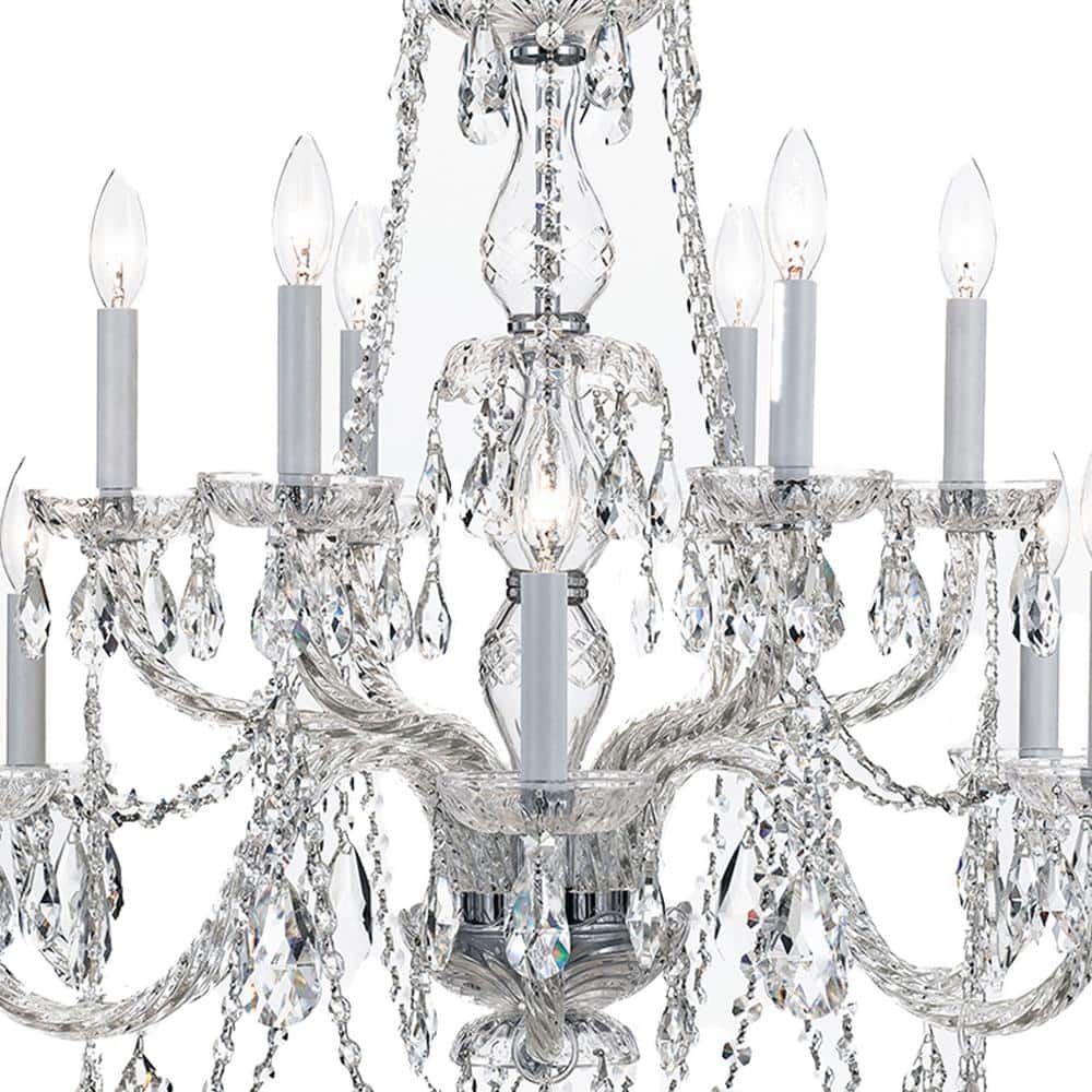 Elegant Polished Chrome 12-Light Chandelier with Italian Crystal