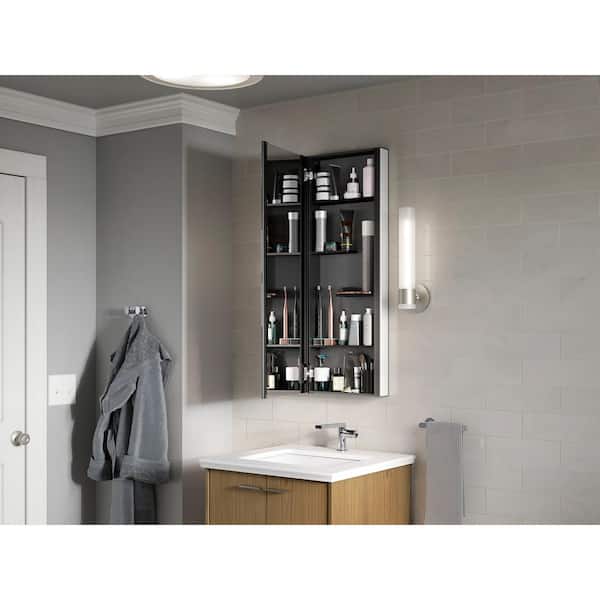 KOHLER Maxstow 15 in. x 40 in. Surface-Mount Medicine Cabinet with Mirror in Dark Anodized Aluminum