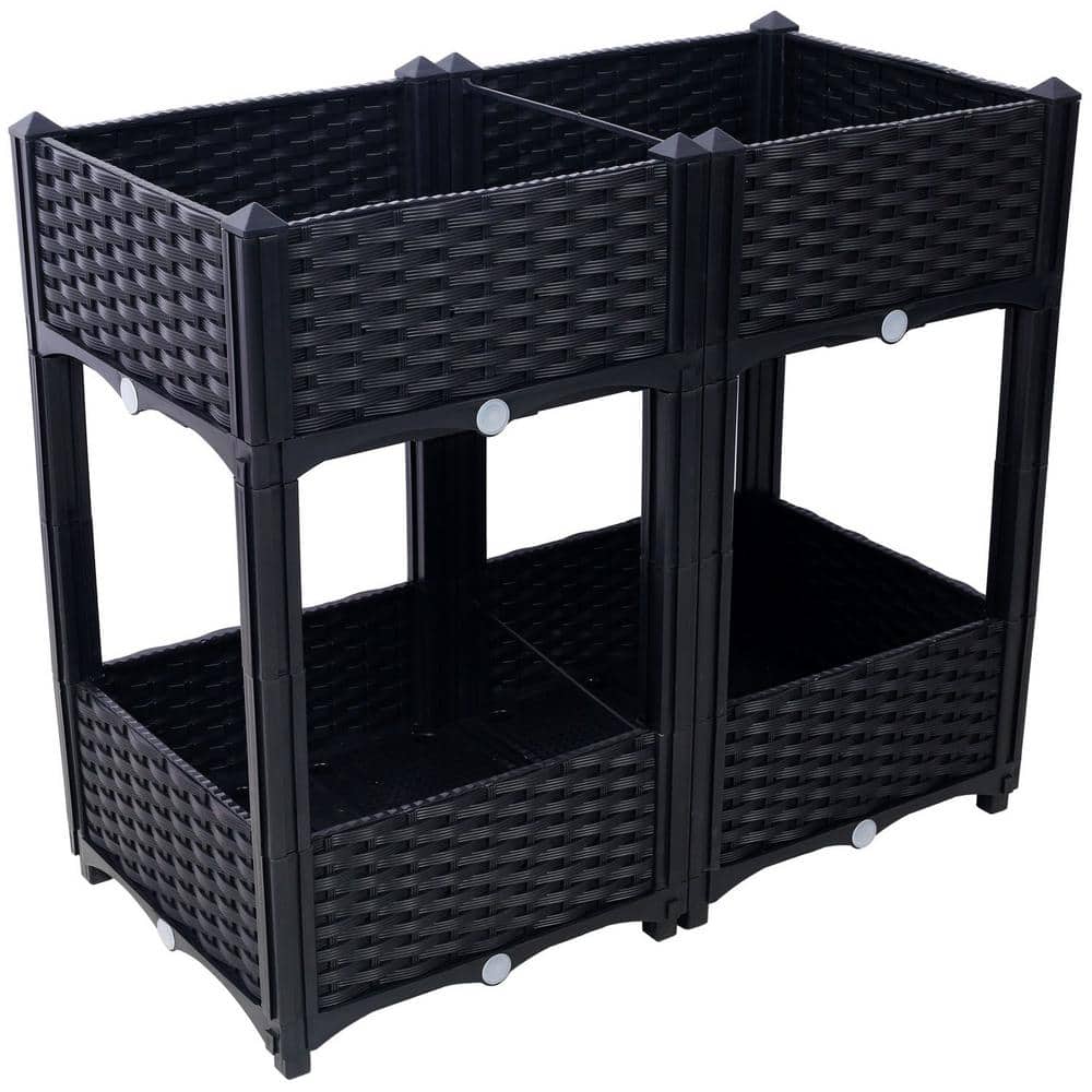 Anky 31.5 in. Black PP Plastic Rectangular Outdoor Raised Planter Box price history on PriceWatchPro