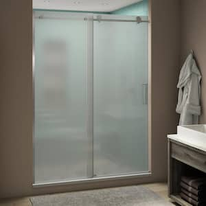 Coraline XL 48 - 52 in. x 80 in. Frameless Sliding Shower Door with Ultra-Bright Frosted Glass in Polished Chrome