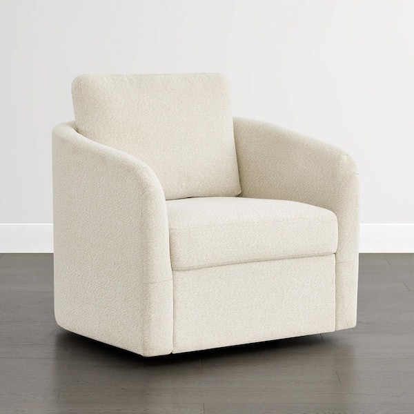 Keira Linen Fabric Swivel Accent Chair with 360° Swivel, Reversible Cushion, Washable Slipcover and Hidden Storage