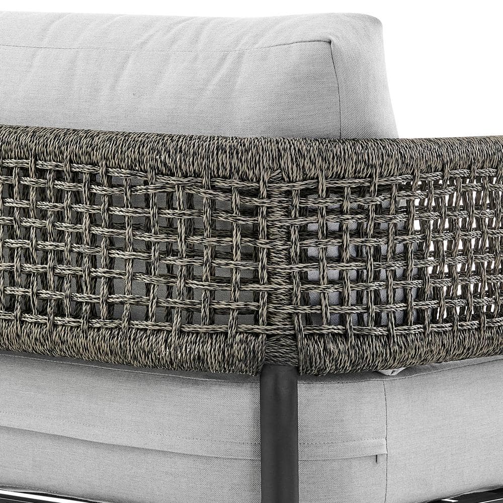 Alegria Black Aluminum and Rope Outdoor Chair with Gray Cushions