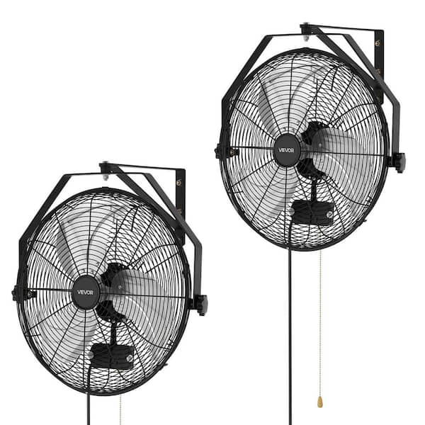 Wall Mount Fan, 18 in. Wall Mounted Hanging Fan with IP44, 3-Speed, Long Airflow, Adjustable Rotation Angle, 2 Pack
