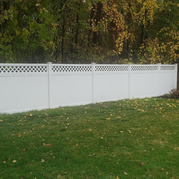 Weatherables Glenshire 6 ft. x 8 ft. White Vinyl Lattice Top Fence Panel Kit