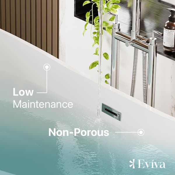Bella 60 in. x 31 in. Flat Bottom Soaking Bathtub with Center Drain in Glossy White