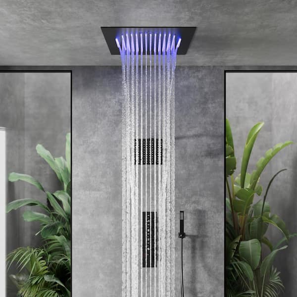 EVERSTEIN Atmosphere Enhancer Bluetooth 15-Spray 20 and 10in. Shower Heads Ceiling Mount Fixed and Handheld 2.5 GPM in Matte Black