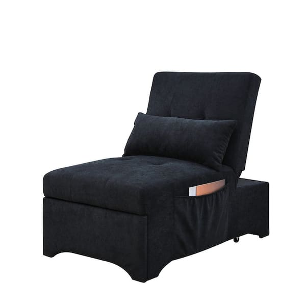 Unbranded 24.5 in. W Black Modern 4 in 1 Multifunctional Fabric Folding Sleeper Fabric Twin Size Sofa Bed