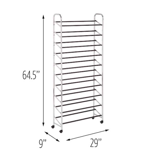 Honey-Can-Do 29.13 in. H 16-Pair Black Steel Shoe Rack SHO-09593 - The Home  Depot