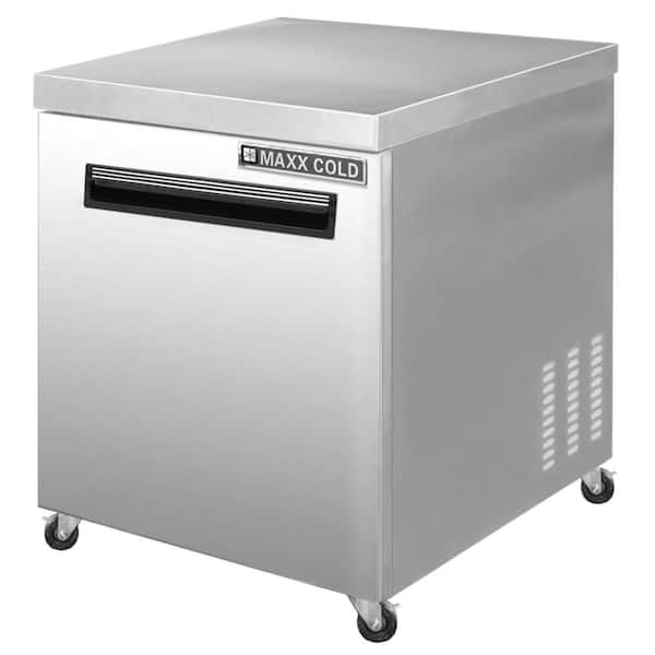 Maxx Cold 27.8 in. W 6.5 cu. Ft. Single Door Auto Defrost Undercounter Freezer with Storage in Stainless Steel