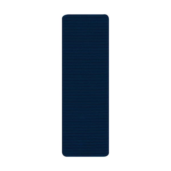 Beverly Rug Diego Solid Navy 20 in. x 59 in. Non-Slip Rubber Back Runner Rug, Blue