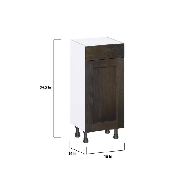 J COLLECTION Lincoln Chestnut Solid Wood Assembled Shallow Base Kitchen Cabinet with 3 Drawers (18 in. W x 34.5 in. H x 14 in. D)