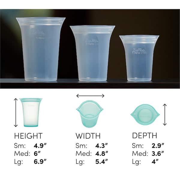 Zip Top Reusable Silicone 8-Piece Set - 3-Sizes of Cups, 3-Sizes