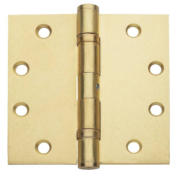 Global Door Controls 4.5 in. x 4.5 in. Commercial Satin Brass Ball Bearing Steel Hinge (Set of 3)