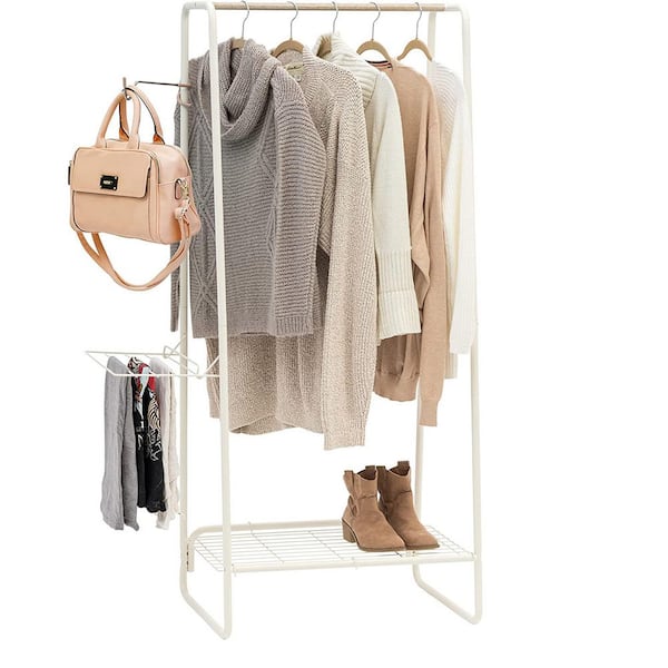 Unbranded White Metal Garment Clothes Rack 24 in. W x 59 in. H