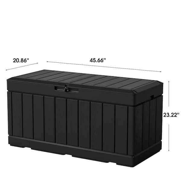 Goneryl ledematen Krimpen Tozey 90 Gal. Wood Style Black Resin Deck Box T-PSB-0093-0 - The Home Depot