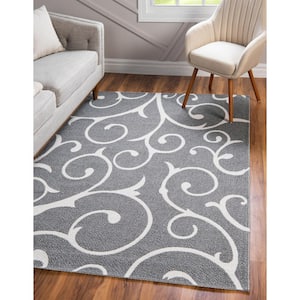 Decatur Scroll Dark Gray/Ivory 2 ft. 2 in. x 3 ft. Area Rug