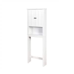 23.62 in. W x 7.72 in. D x 67.32 in. H White MDF Freestanding Linen Cabinet with Adjustable Shelf in White