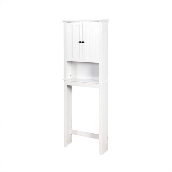 23.62 in. W x 7.72 in. D x 67.32 in. H White MDF Freestanding Linen Cabinet with Adjustable Shelf in White