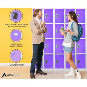 629-Series 72 in. H 4-Tier Steel Key Lock 4-Shelf Storage Locker Free Standing Cabinets for Home, School, Gym in Purple