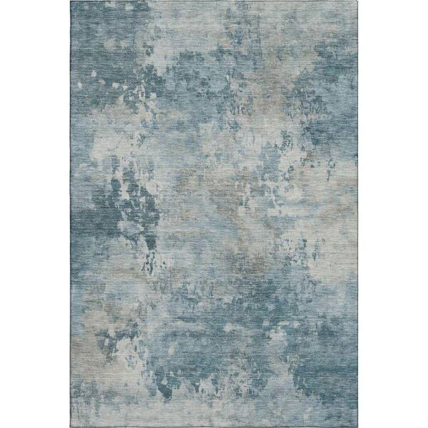 Mayfield Premium Machine Washable Abstract AMF2073 Teal 9 ft. x 12 ft. Area Rug