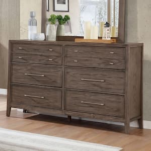 Forest Garden Warm Gray 8-Drawer 56.75 in. Wide Dresser with Hidden Drawers