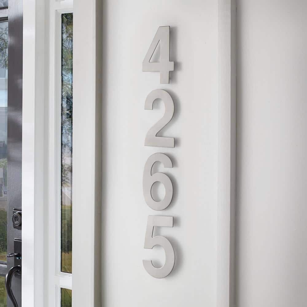 6-Inch Silver Stainless Steel Floating House Number 5