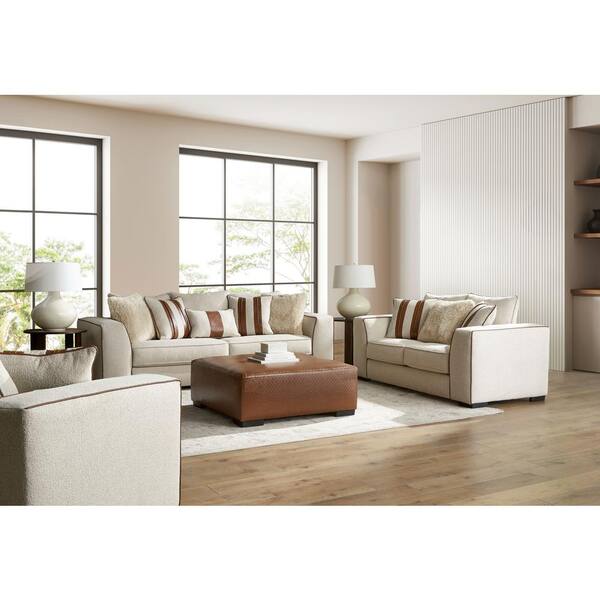 Furniture of America Marissa Brown Basketweave Leatherette Square Accent Medium Ottoman