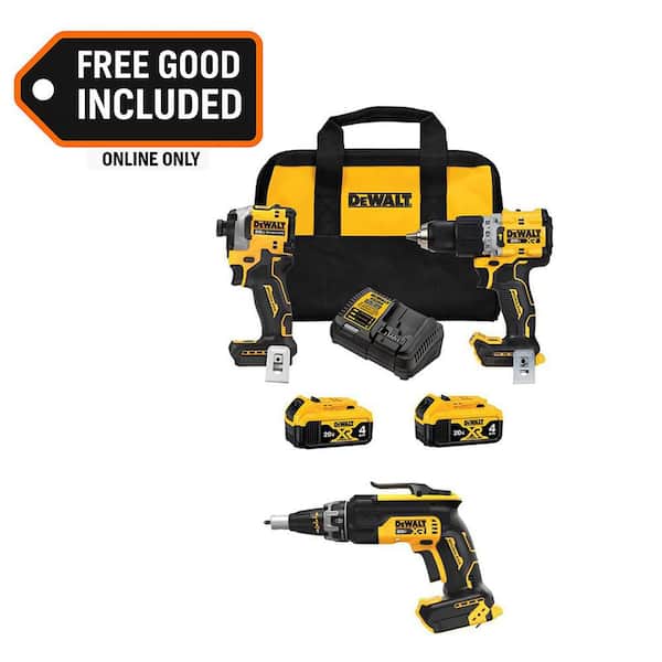 20V MAX Lithium-Ion Cordless 3-Tool Combo Kit and XR Brushless Screw Gun with (2) Flexvolt 6.0 Ah Batteries and Charger