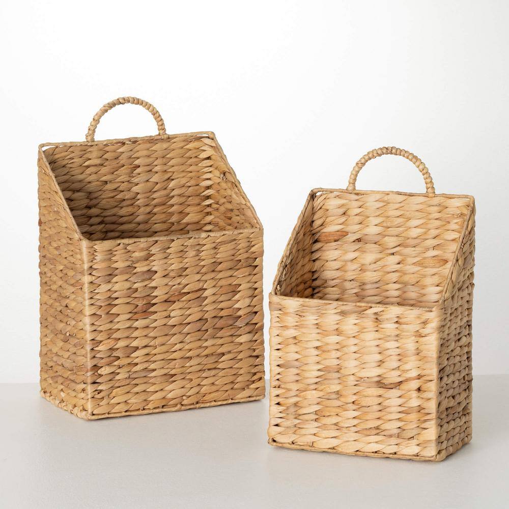 SULLIVANS 17.5 in. 16 in. Natural Handled Floor Baskets Set of 2