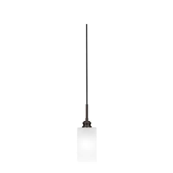 Unbranded Albany 60-Watt 1-Light Espresso Pendant Mini Pendant Light Square White Marble Glass and Light Bulb Not Included