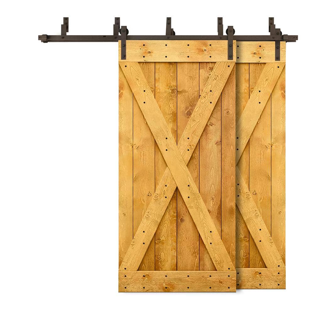 64 in. x 84 in. X Bypass Colonial Maple Stained DIY Solid Wood Interior Double Sliding Barn Door with Hardware Kit price history on PriceWatchPro