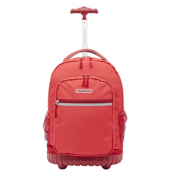 Travelers Club 18 In. Red Rolling Backpack with Solid Bottom