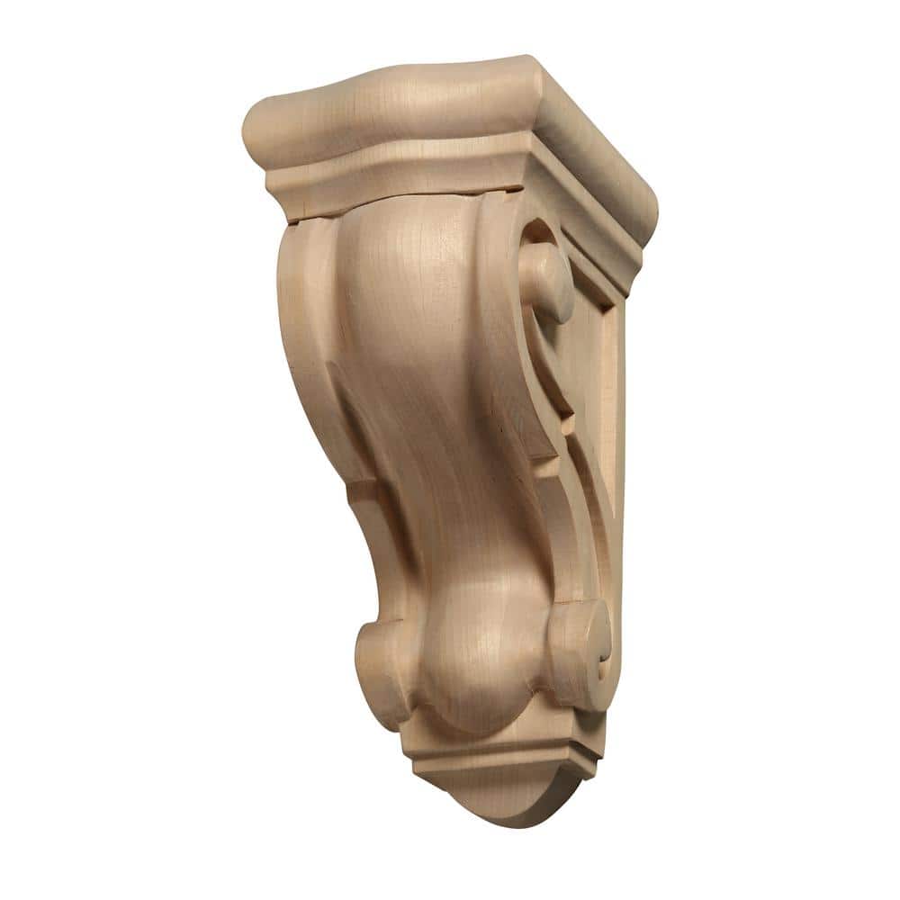 Maple Unfinished Wood Corbel with Grape Detail, 5-1/2 x 4-5/8 x 9-13/16 inches