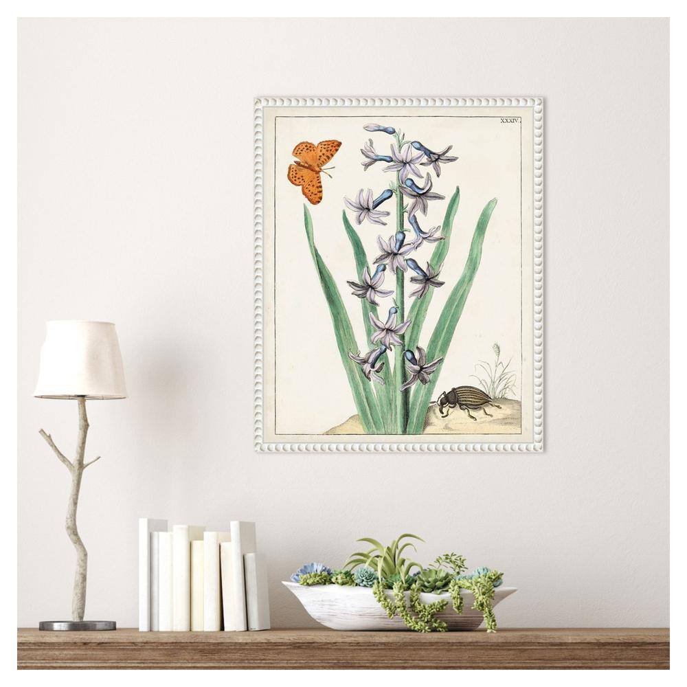 16"x20" White Framed Botanical Canvas Wall Art with Butterfly