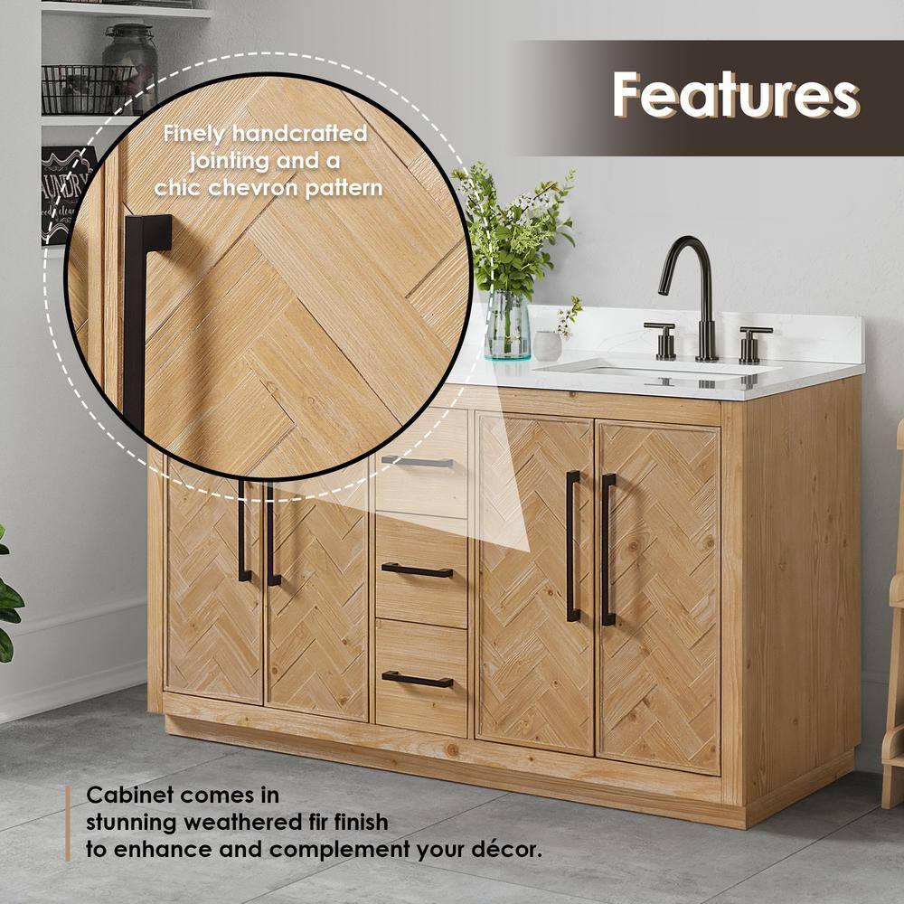 Bellavia 60" Weathered Fir Wood Vanity with Stone Top and Mirror