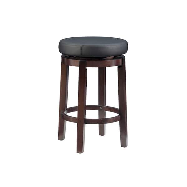 Linon Home Decor Maya Black Faux Leather Backless Swivel Counter Stool with Padded Seat