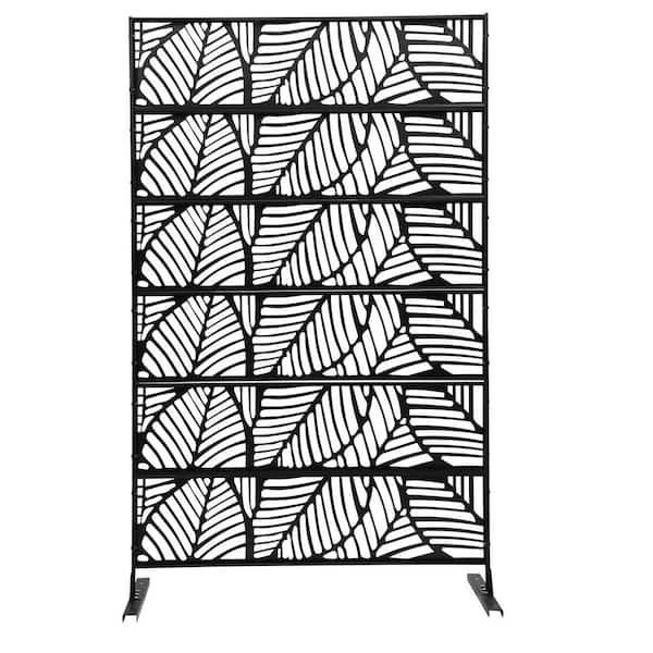 YIYIBYUS 5.94 ft. x 3.72 ft. Black Hollow Outdoor Privacy Screens Freestanding Metal Privacy Fence Screen Decorative Room Divider