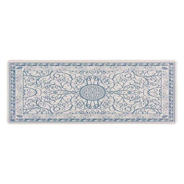 World Rug Gallery Traditional Bohemian Blue 18 in. x 47 in. Anti-Fatigue Standing Mat