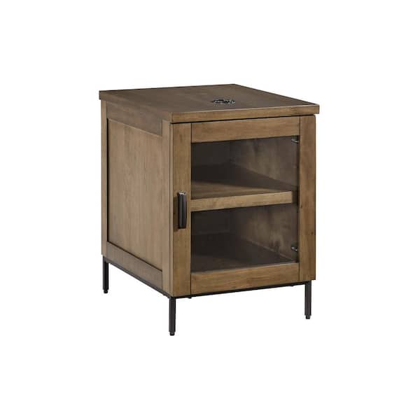 Signature DESIGN BY ASHLEY Torlanta 18 in. Brown Rectangle Wood End Table with Storage and Shelves