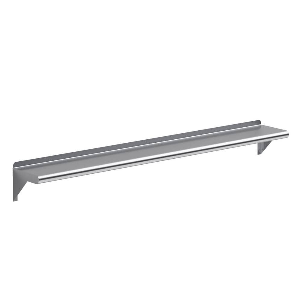 60-Inch Stainless Steel Wall Shelf with Brackets