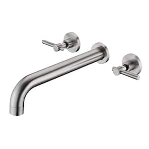 Modern 2-Handle Wall Mounted Roman Tub Faucet with Corrosion Resistant in Brushed Nickel