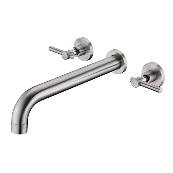 SUMERAIN Modern 2-Handle Wall Mounted Roman Tub Faucet with Corrosion Resistant in Brushed Nickel