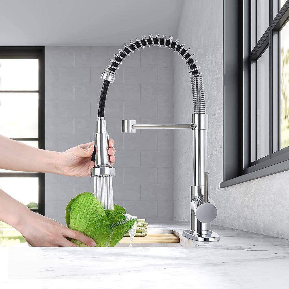 Polished Chrome Stainless Steel Pull Down Kitchen Faucet with Spray