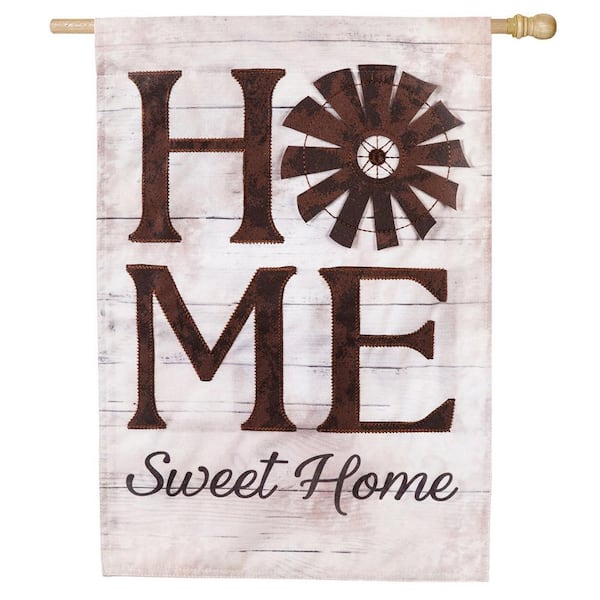 Evergreen Enterprises 2-1/3 ft. x 3-2/3 ft. Windmill Home Sweet Home Suede House Flag