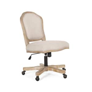 Tilton Beige and Natural Upholstered Swivel Office Chair