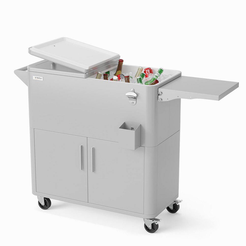 80 qt. Rolling Ice Chest on Wheels, Patio Party Bar Drink Cooler Cart with Bottle Opener price history on PriceWatchPro