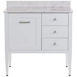 Hensley 37 in. W x 22 in. D Bath Vanity in White with Stone Effects Vanity Top in Lunar with White Sink