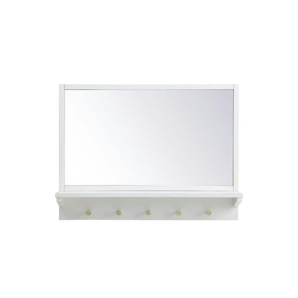 Unbranded Timeless Home 21 in. H x 28 in. W White Farmhouse Entryway Rectangular Wall Mirror
