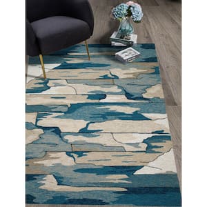 Arlo Blue 2 ft. x 3 ft. Abstract and Modern Hand-Made Indoor/Outdoor Area Rug