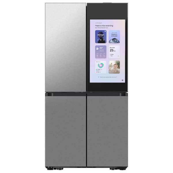 Bespoke 36in. 29cu.ft.Standard Depth 4-Door Flex French Door Refrigerator in Stainless Steel w/Charcoal Family Hub 32in.